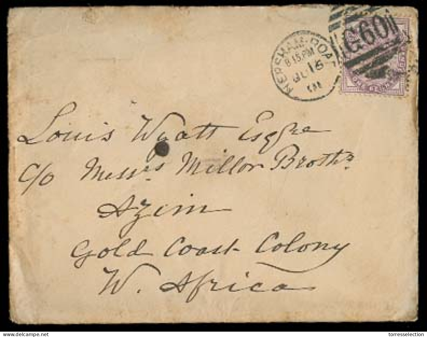 Great Britain - XX. 1901. Hersham Rd - Gold Coast / Azim. EL With Contains Fkd 1d Liverpool Maritime + Arrival. - ...-1840 Préphilatélie