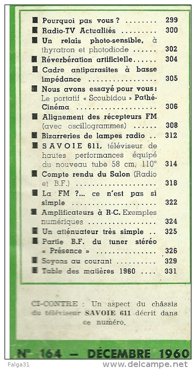 La Radio Constructeur Depanneur 164 Radio Et Télévision Tsf T.s.f Tv  Décembre 1960 - Télévision