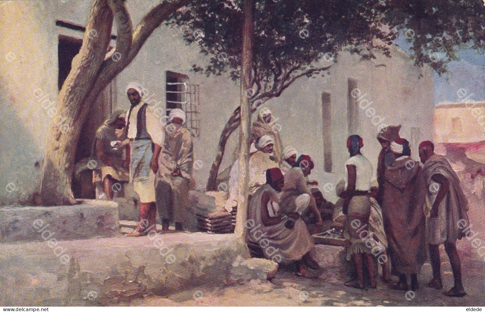 Orientalism 8 Art Cards Arabic Coffee Shop, Mosque , Bazar , Sweet Seller , Street Scenes , Moorish Gate , Tumb - Before 1900