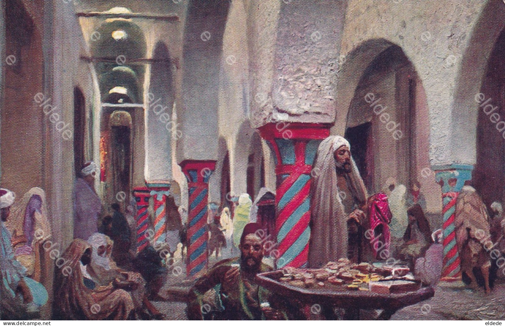 Orientalism 8 Art Cards Arabic Coffee Shop, Mosque , Bazar , Sweet Seller , Street Scenes , Moorish Gate , Tumb - Ante 1900