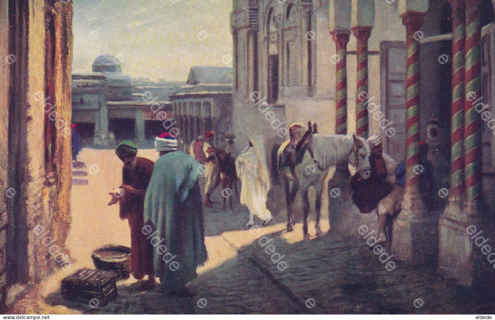 Orientalism 8 Art Cards Arabic Coffee Shop, Mosque , Bazar , Sweet seller , Street scenes , Moorish gate , Tumb