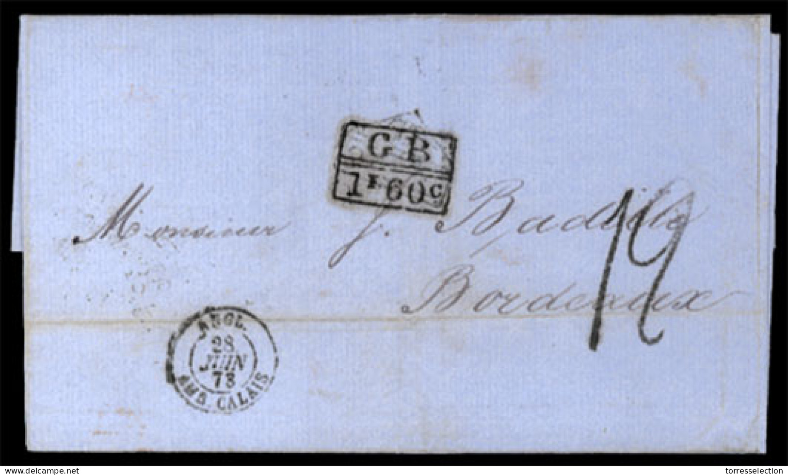 HAITI. 1873. Port Au Prince To Bordeaux. E.L. On Reverse "Jacmel" Small C.d.s. And On Front "GB/2F" Corrected By "GB/1F. - Haiti