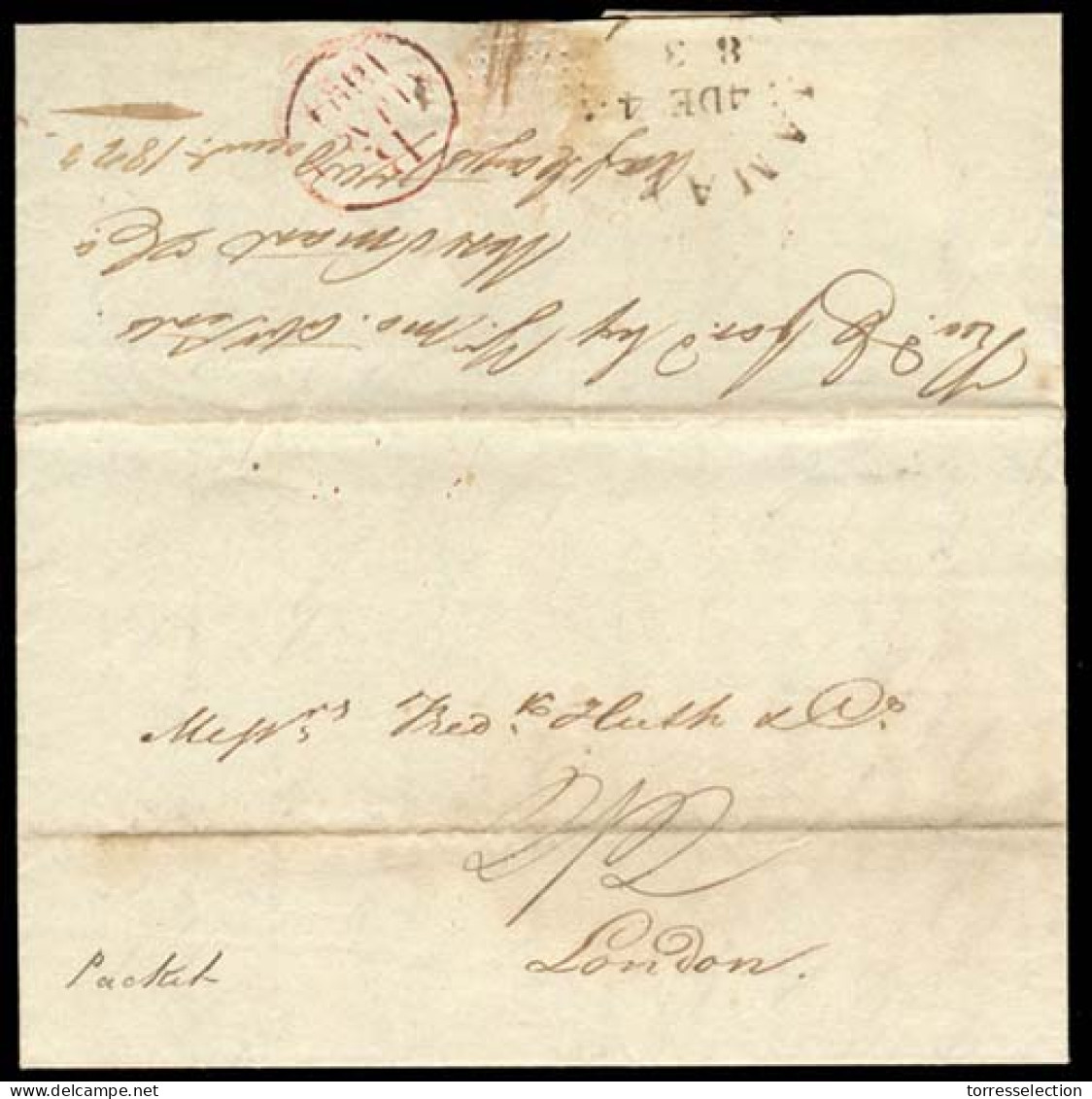 HAITI. 1823 (6 Dec). HAITI - JAMAICA - GB - MARITIIME. Port Au Prince To London (31 Jan). EL. Forwarded By Smart & Cº At - Haiti