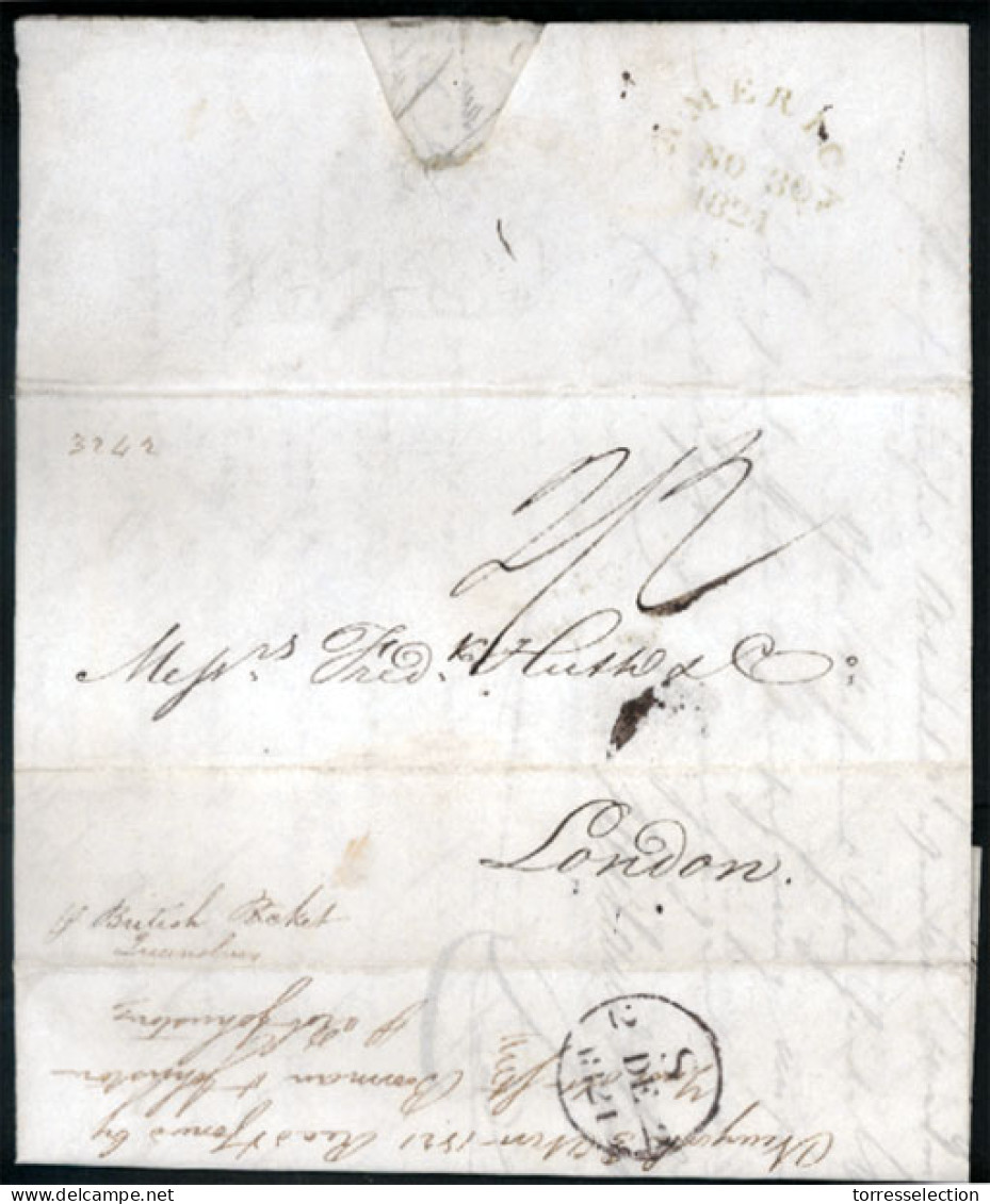 HAITI. 1821 (15 Oct). USA - HAITI - ENGLAND. Post A Prince To London / UK. EL.endorsed 'by British Packet Queensbury' An - Haiti
