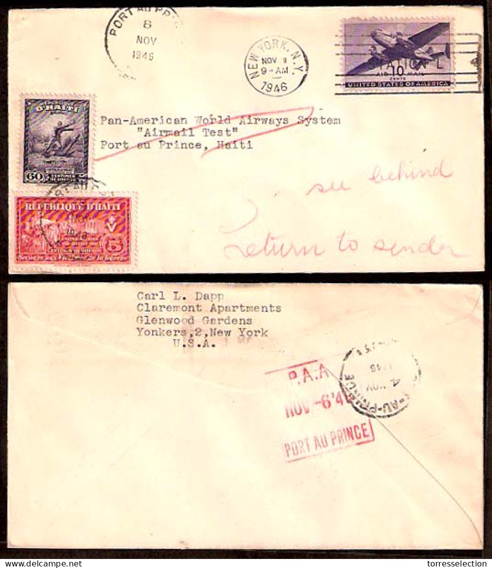 HAITI. 1946. NY - Port Prince - USA. Mixed Frked Env / Fwded. - Haiti