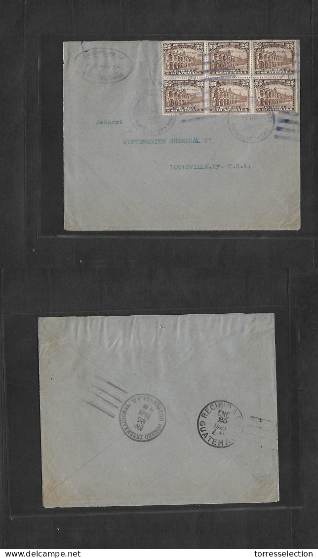 GUATEMALA. 1924 (23 Ene) Pochuta, Quezaltenango - USA, Ky, Louisville. Multifkd Env Via GPO Reverse Transited. - Guatemala