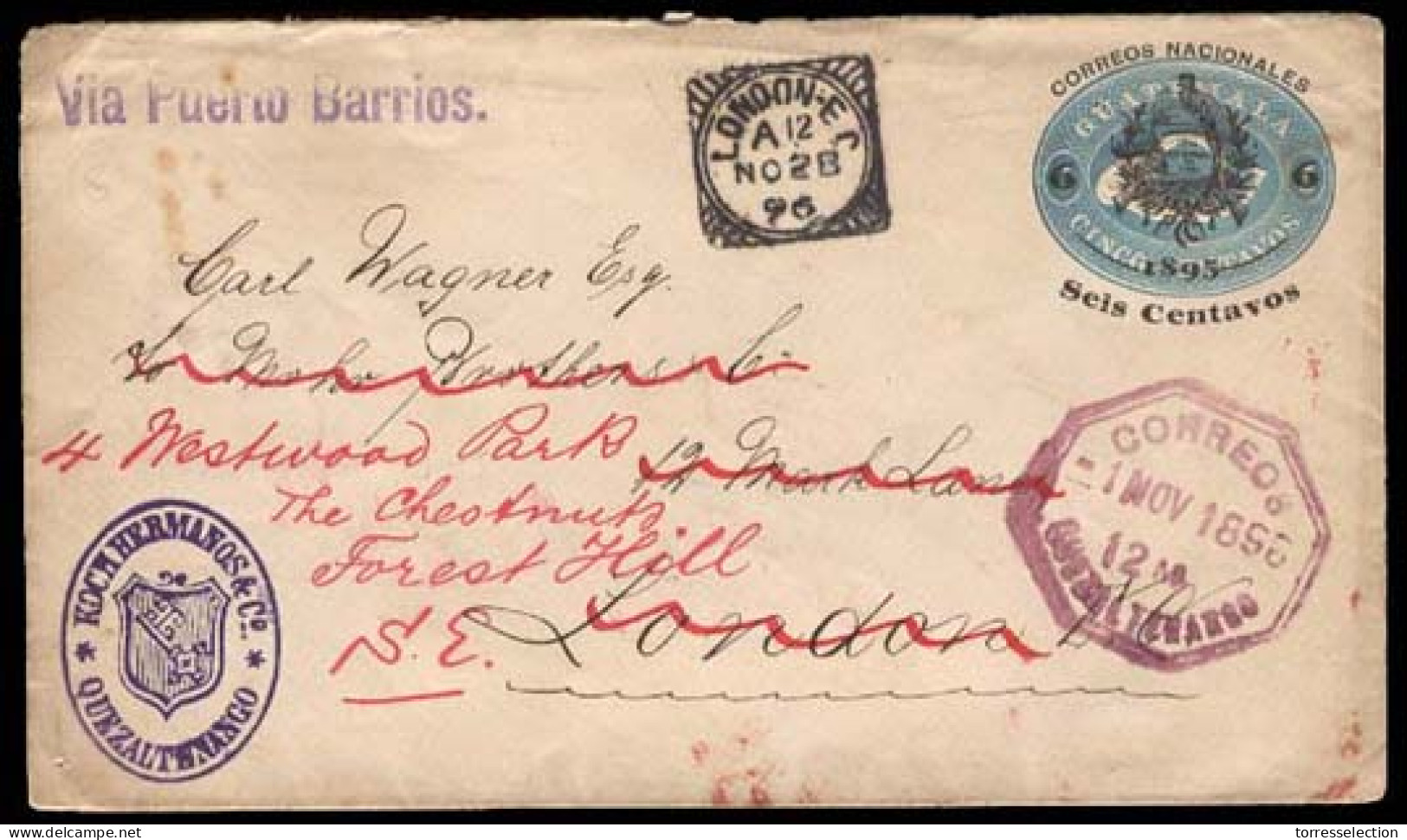 GUATEMALA. 1920 (22 June). Bruxelles To Malta (June 27), Forwarded To Pireus/Greece (10 Jn ,easter Calendar). 5c.green S - Guatemala