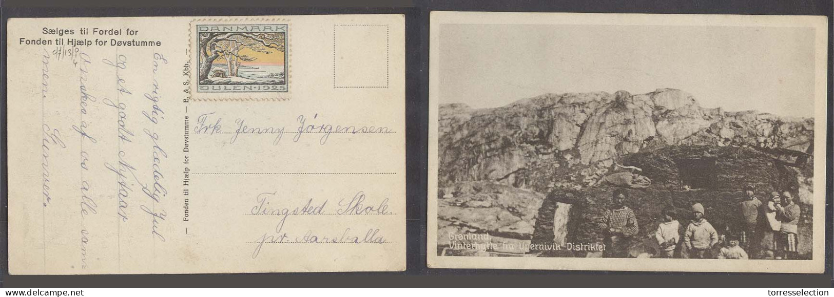 GREENLAND. C.1925 (July). Near Aarsballa, Tingsted School. Local Circulated Greenland Peoples Photo Card With Summer Cel - Sonstige & Ohne Zuordnung