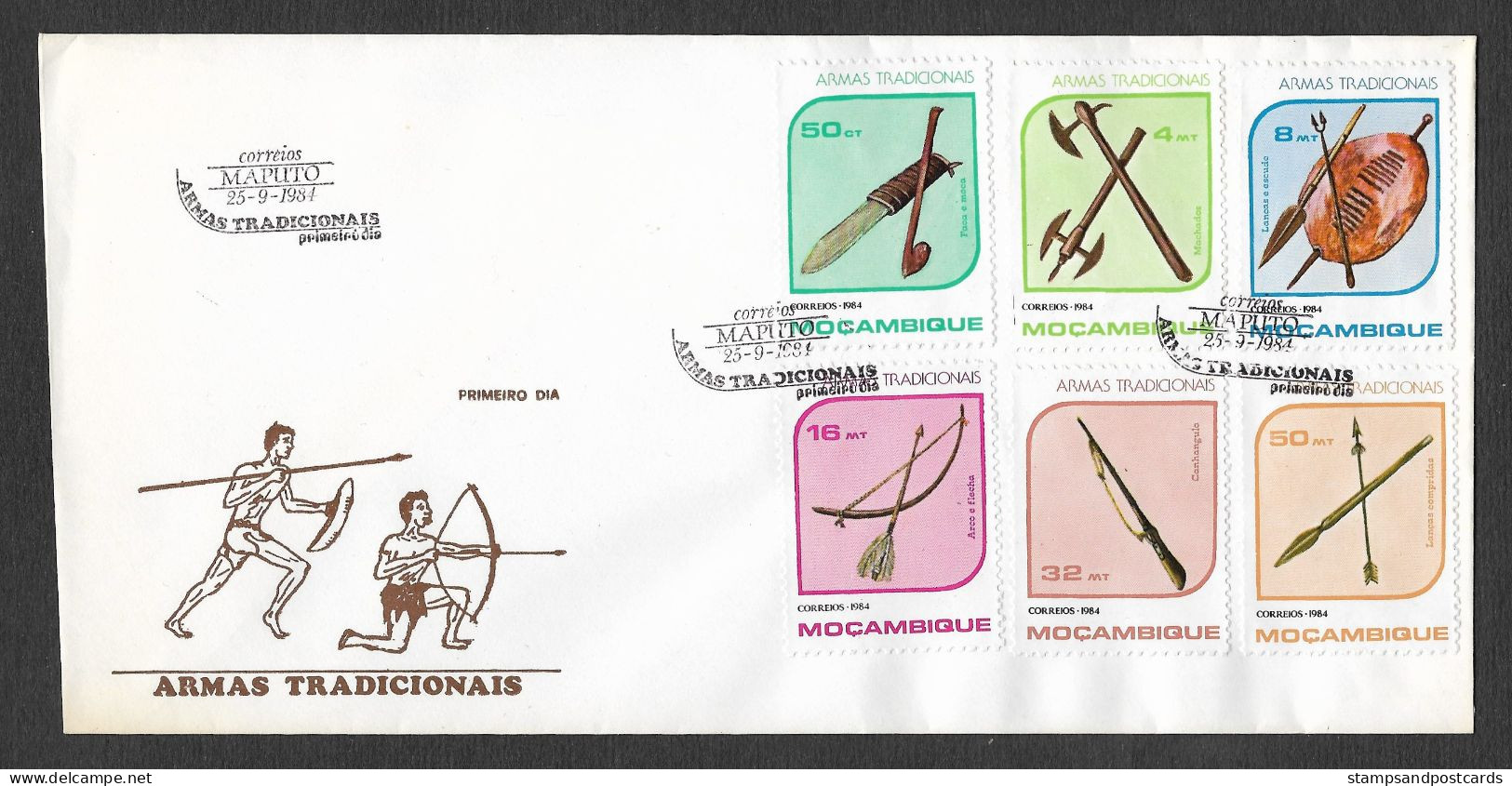 Mozambique Très Rare FDC Armes Traditionnelles 1984 Traditional Weapons Very Rare FDC Moçambique - Mozambique