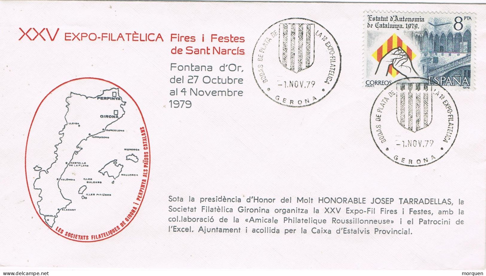 54436. Carta GERONA 1979. Fira De Sant Narcis. Presidencia Honor Josep Tarradellas. ÂISOS CATALANS - Brieven En Documenten