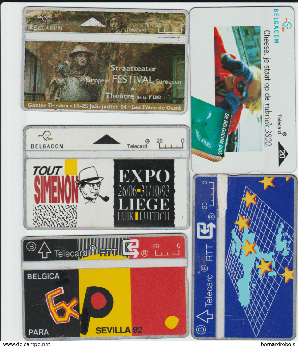 A17 -5 CARTES MAGNETIQUES DE BELGIQUE Pour 1 Euro - Without Chip