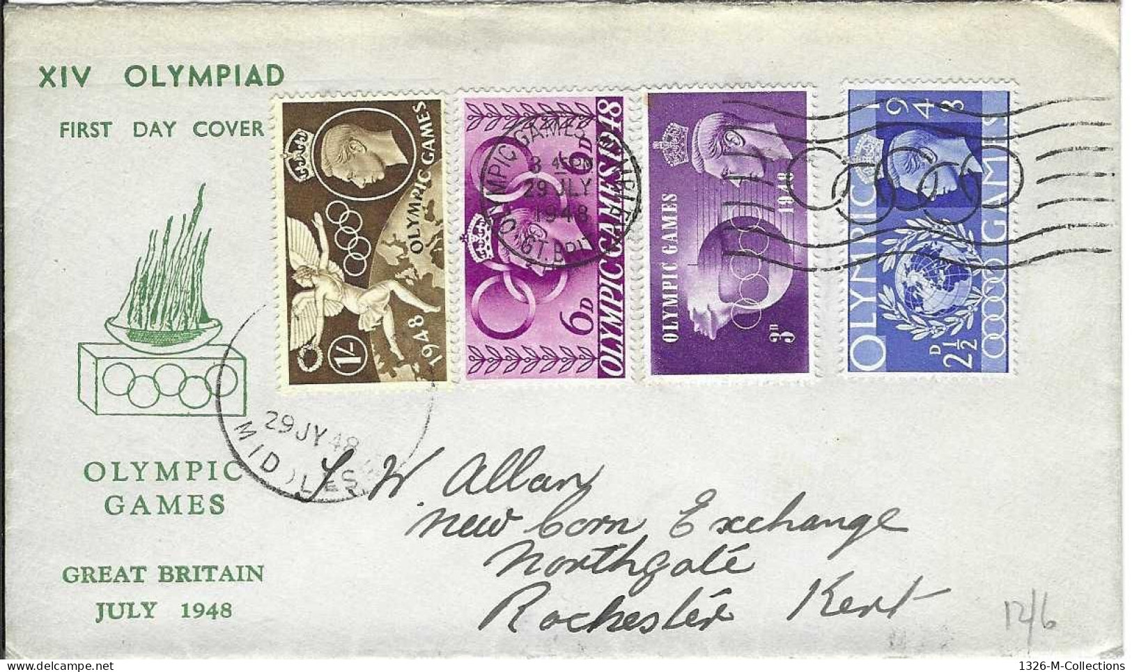 T- Envellope GRANDE BRETAGNE 1e Jour N° 241 A 244 Y & T - ....-1951 Pre Elizabeth II