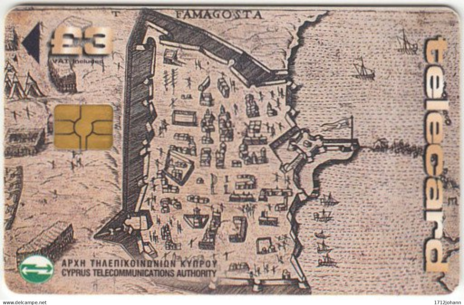 CYPRUS A-093 Chip - Historic Map - Used - Chypre
