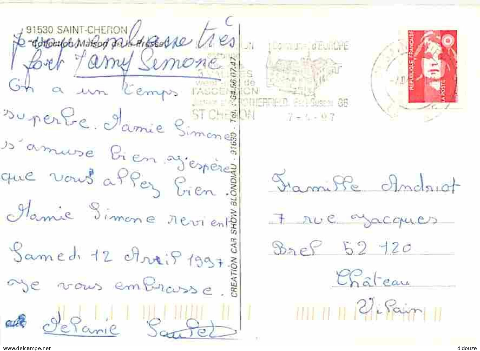 91 - Saint-Chéron - Multivues - Automobiles - Flamme Postale - CPM - Voir Scans Recto-Verso - Saint Cheron