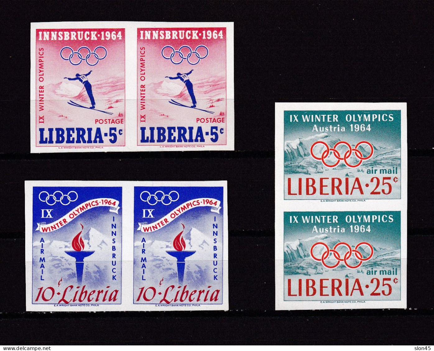 Liberia 1963 Olympic Games Innsbruck Imperf Pairs MNH 15996 - Hiver 1964: Innsbruck