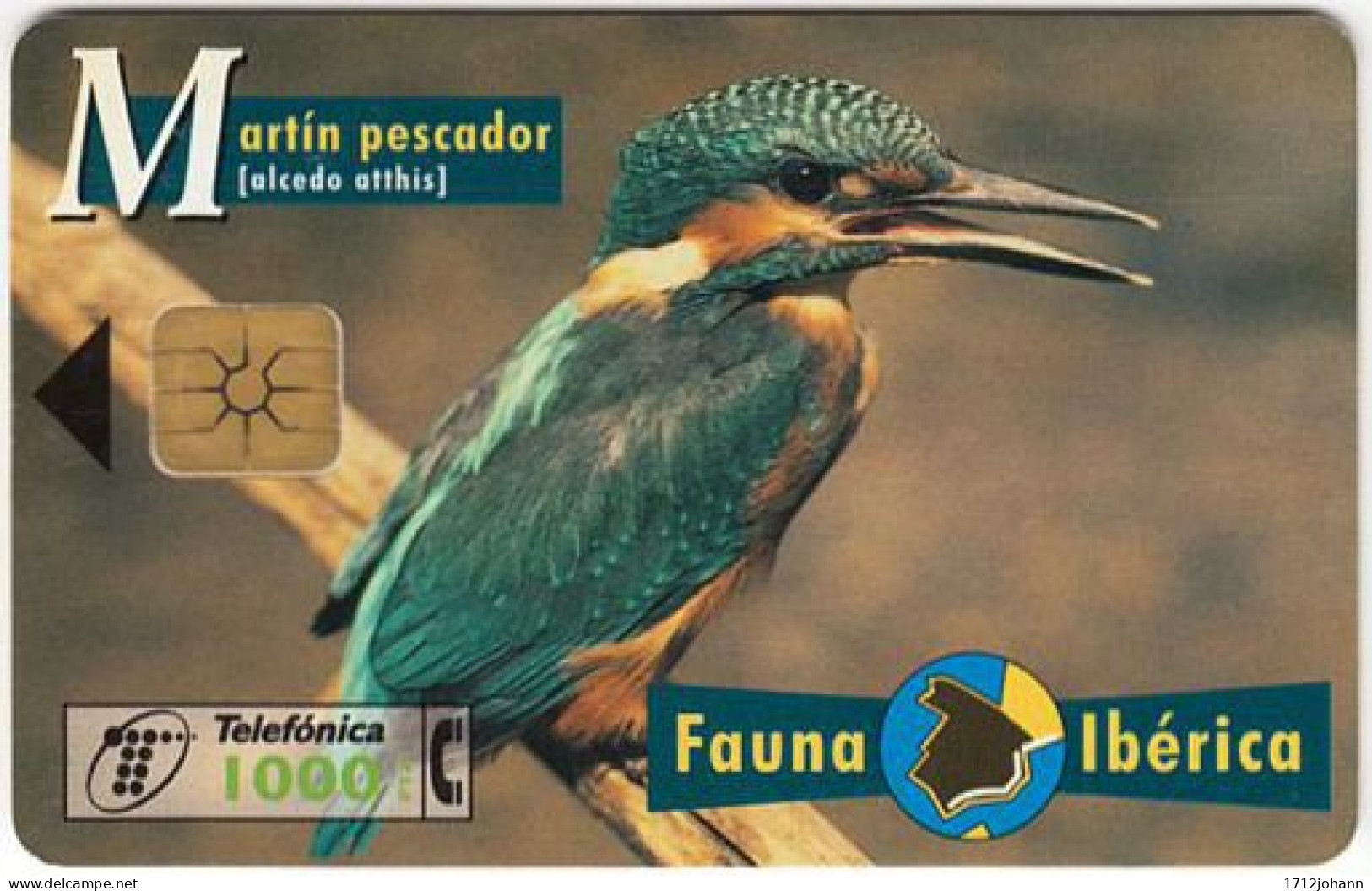 SPAIN A-500 Chip CabiTel - Animal, Bird, Kingfisher - Used - Emissions Basiques