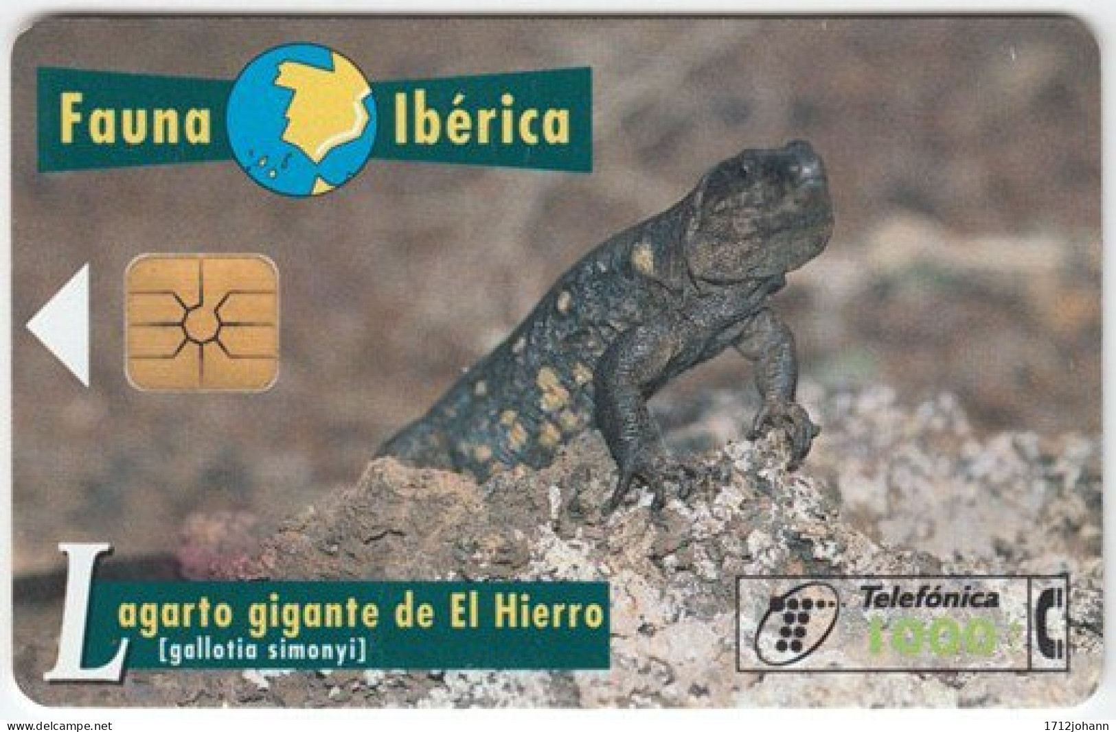 SPAIN A-527 Chip CabiTel - Animal, Lizard - Used - Emissions Basiques