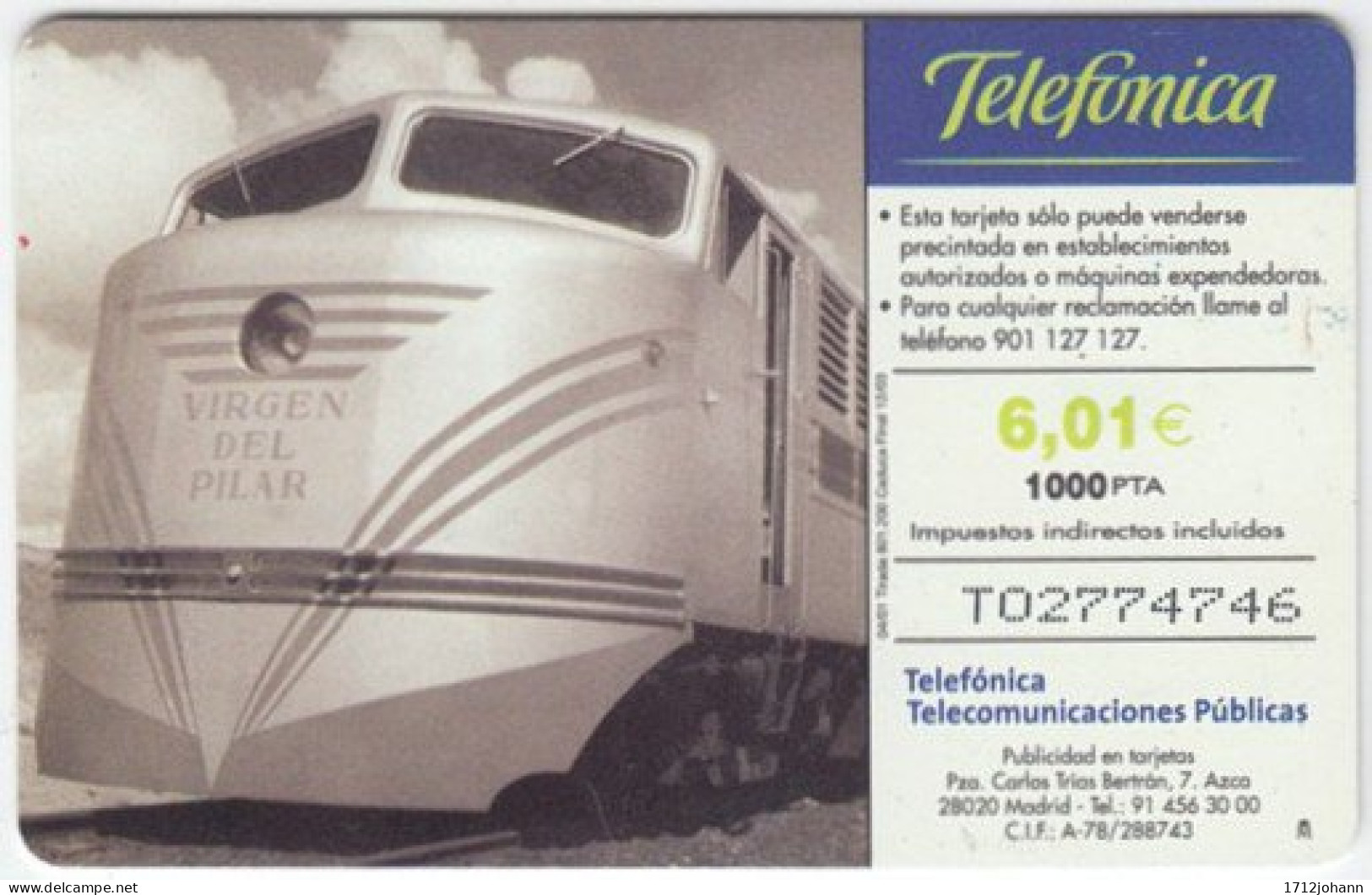 SPAIN A-549 Chip CabiTel - Traffic, Historic Train - Used - Basic Issues