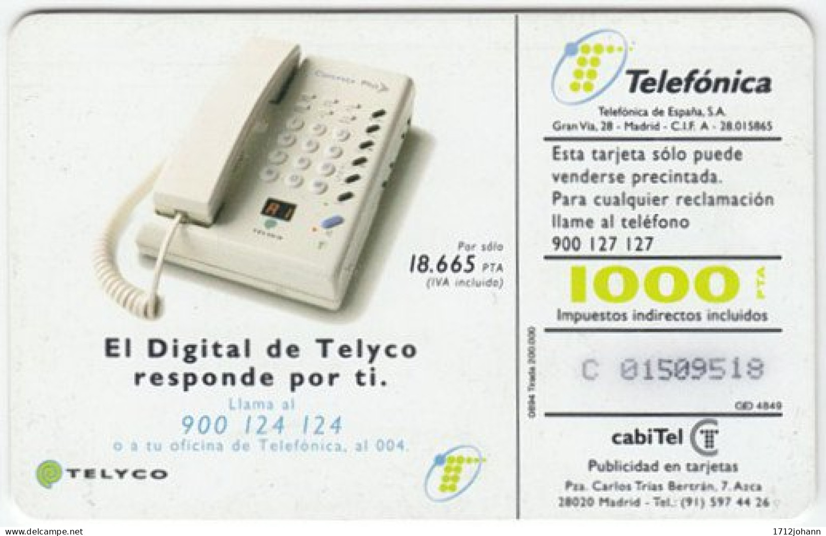 SPAIN A-554 Chip Telefonica - Used - Emissions Basiques