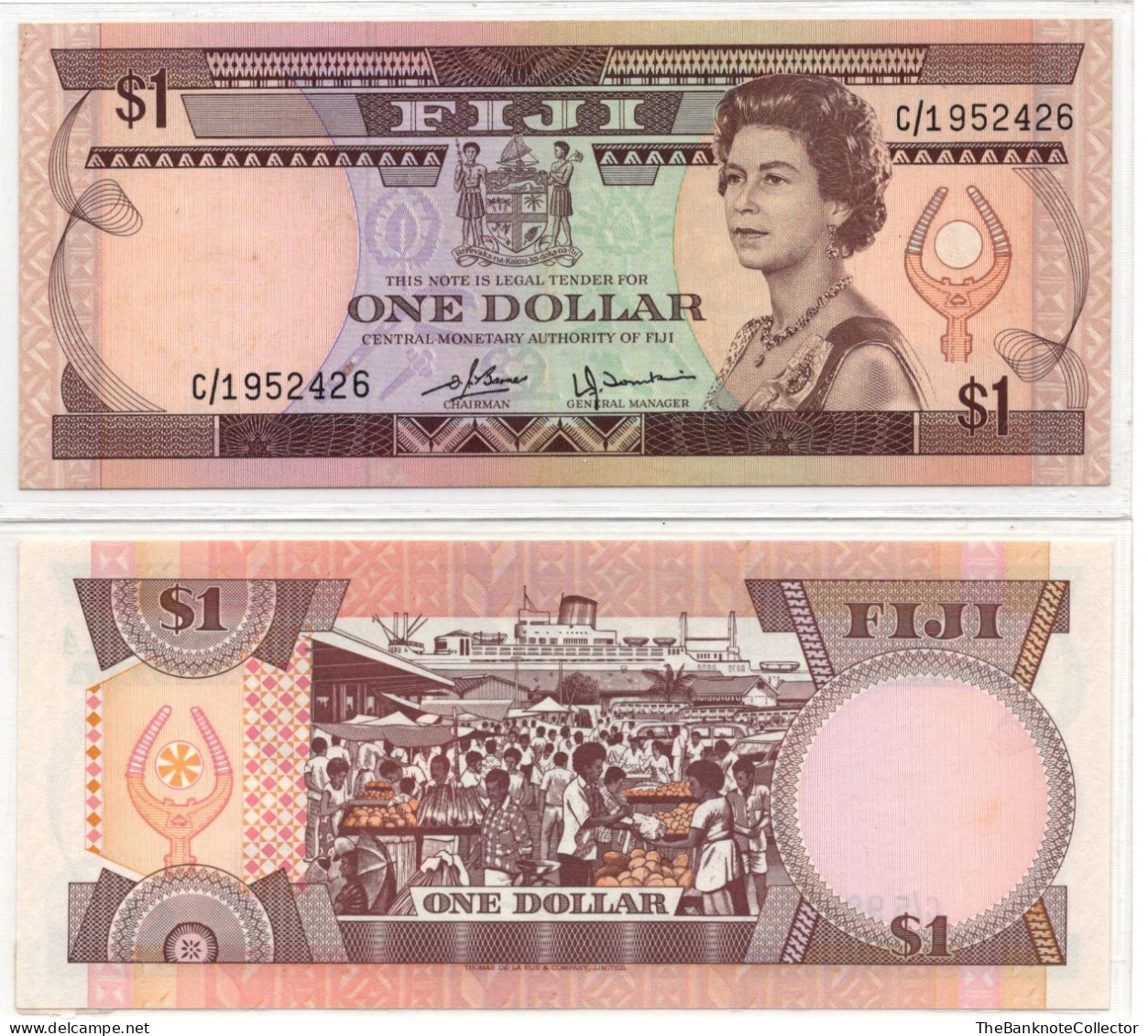 Fiji 1 Dollar 1980 QEII P-76 AUNC - Fiji