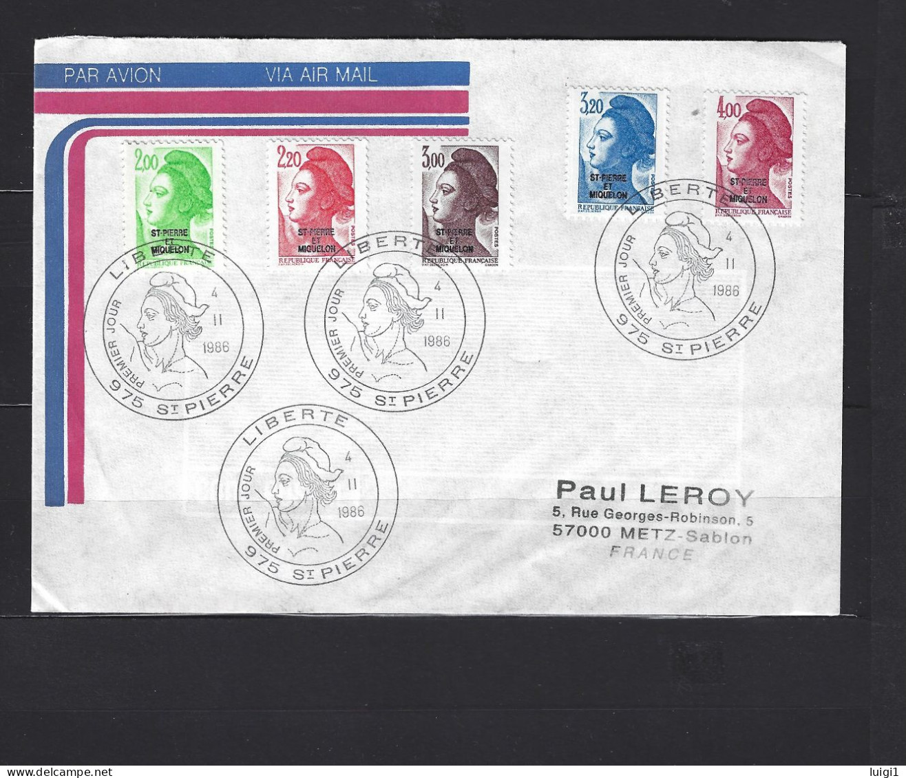 3 Courriers Philatéliques Premier Jour Pour La France. Du 4 II 1986 - Série N° 455 à 469 - LIBERTE 975 ST-PIERRE. TB - Covers & Documents