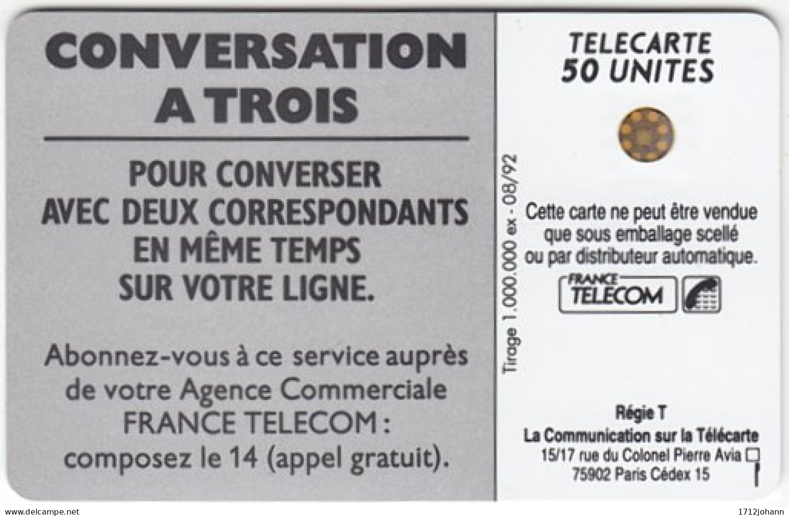 FRANCE C-062 Chip Telecom - People, Family - Nr 41145 - Used - 1992