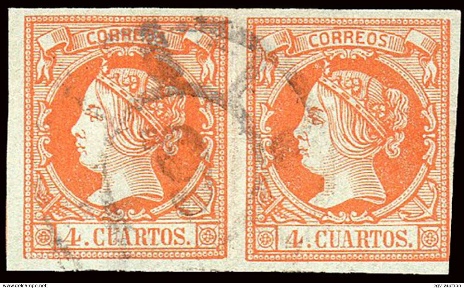 Málaga - Edi O 52 Pareja - 4 C.- Mat Rueda Carreta "6 - Málaga" - Used Stamps