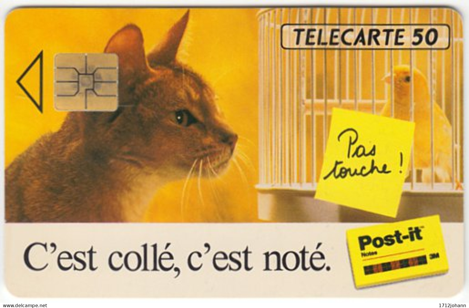 FRANCE C-174 Chip Telecom - Animal, Cat, Bird - Used - 1993