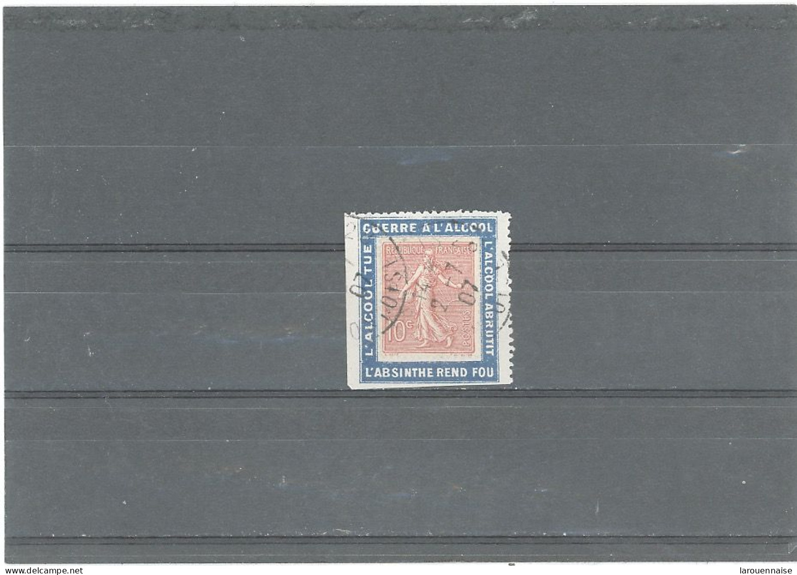 PORTE TIMBRE -N°129 - Obl -SEMEUSE LIGNÉE 10c ROSE / PORTE TIMBRE - LIGUE  ANTIALCOOLIQUE - Used Stamps