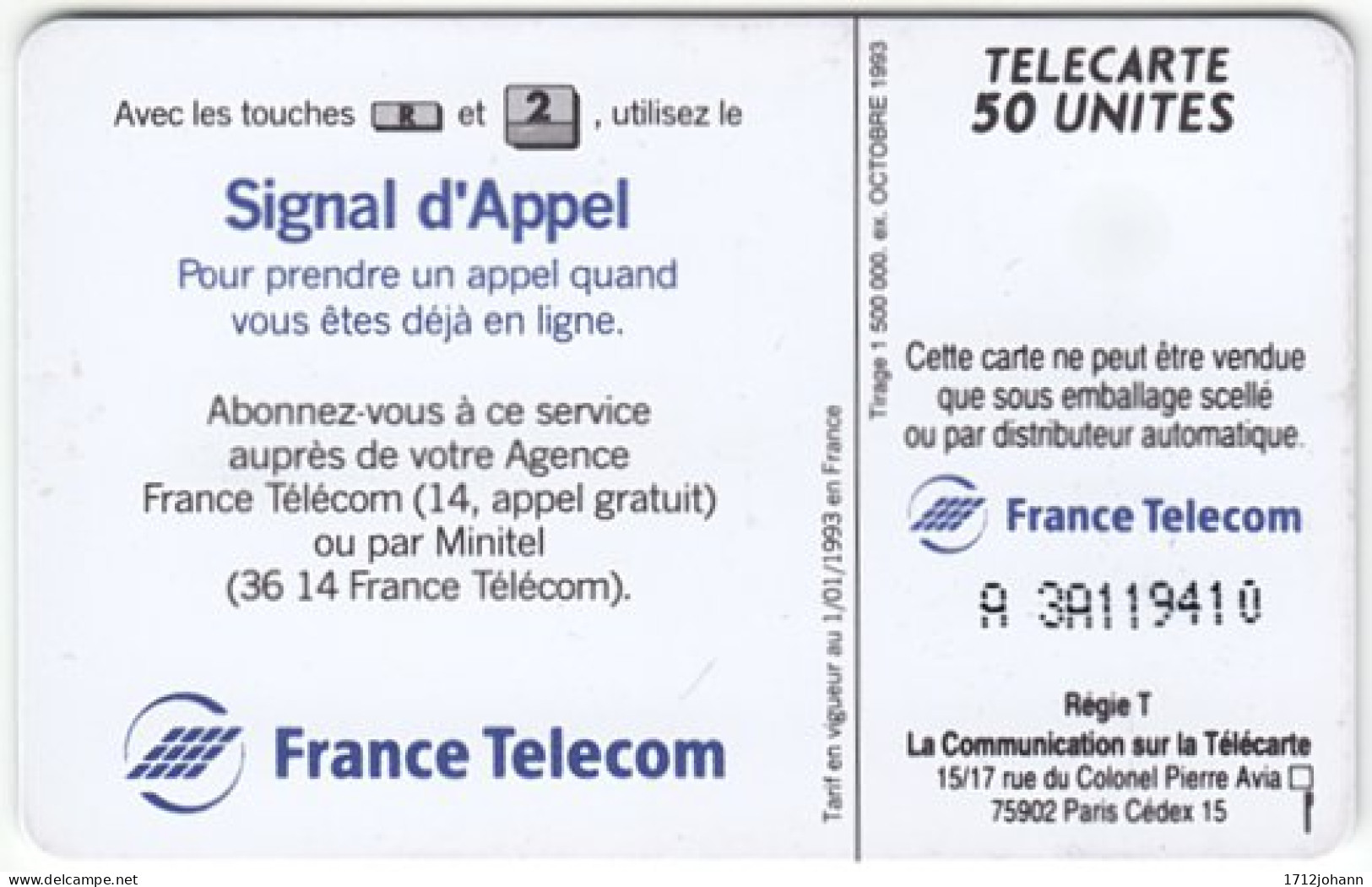FRANCE C-183 Chip Telecom - Used - 1993