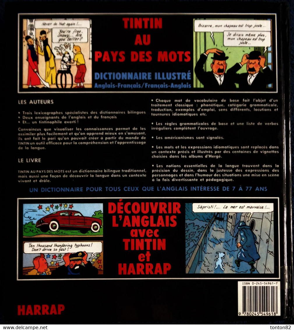 HARRAP'S - TINTIN Au Pays Des MOTS - Dictionnaire Illustré Anglais / Français - Français / Anglais - ( 1989 ) . - Tintin