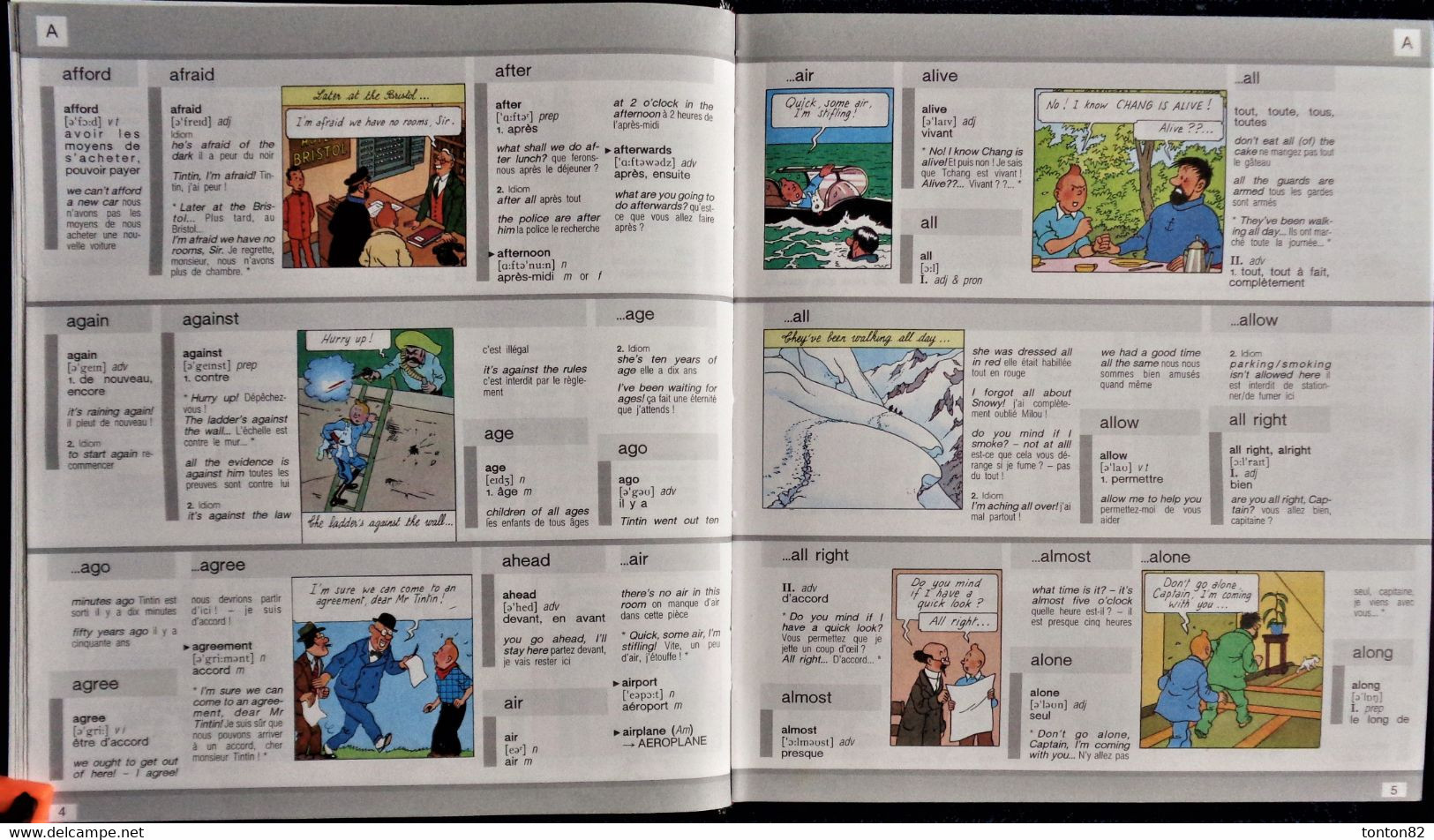 HARRAP'S - TINTIN au Pays des MOTS - Dictionnaire Illustré Anglais / Français - Français / Anglais - ( 1989 ) .