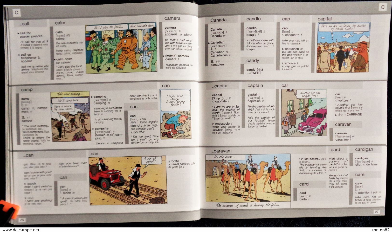 HARRAP'S - TINTIN au Pays des MOTS - Dictionnaire Illustré Anglais / Français - Français / Anglais - ( 1989 ) .