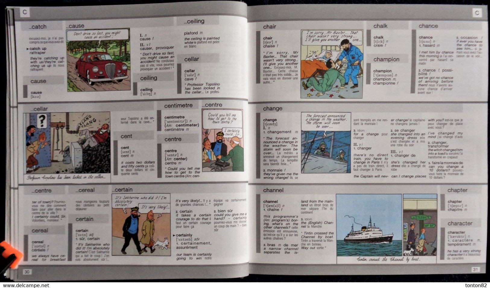 HARRAP'S - TINTIN au Pays des MOTS - Dictionnaire Illustré Anglais / Français - Français / Anglais - ( 1989 ) .