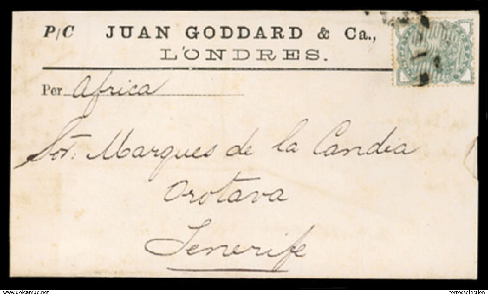 GREAT BRITAIN. 1882. London To Canary Islands. Wrapper 1/2d Rate, Tied. VF. - ...-1840 Vorläufer