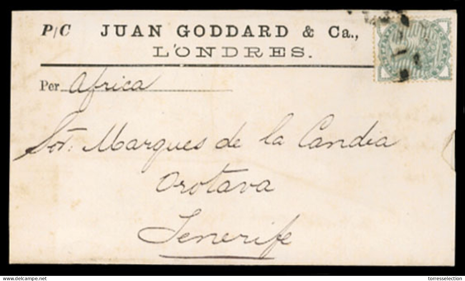 GREAT BRITAIN. 1882. London To Canary Islands. Wrapper 1/2d Rate, Tied. VF. - ...-1840 Voorlopers