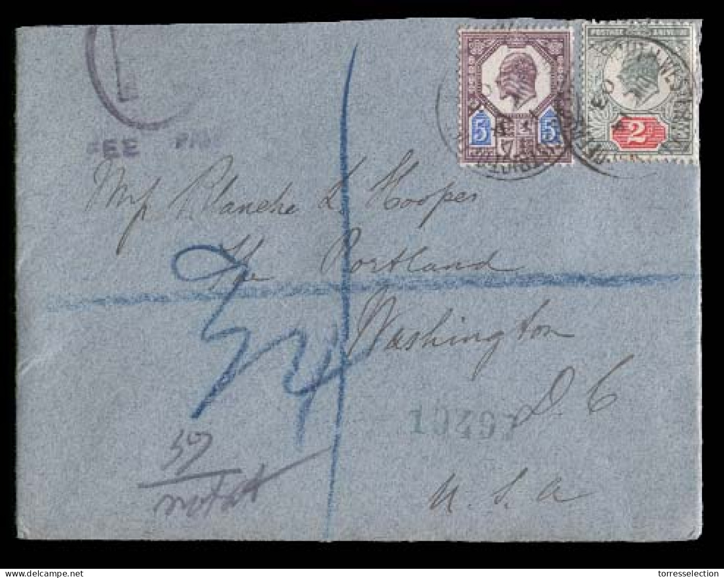 GREAT BRITAIN. 1903 (Dec 14) London / South Western Distribution Office To Washington DC/USA (Dec 26) Registered Envelop - ...-1840 Voorlopers