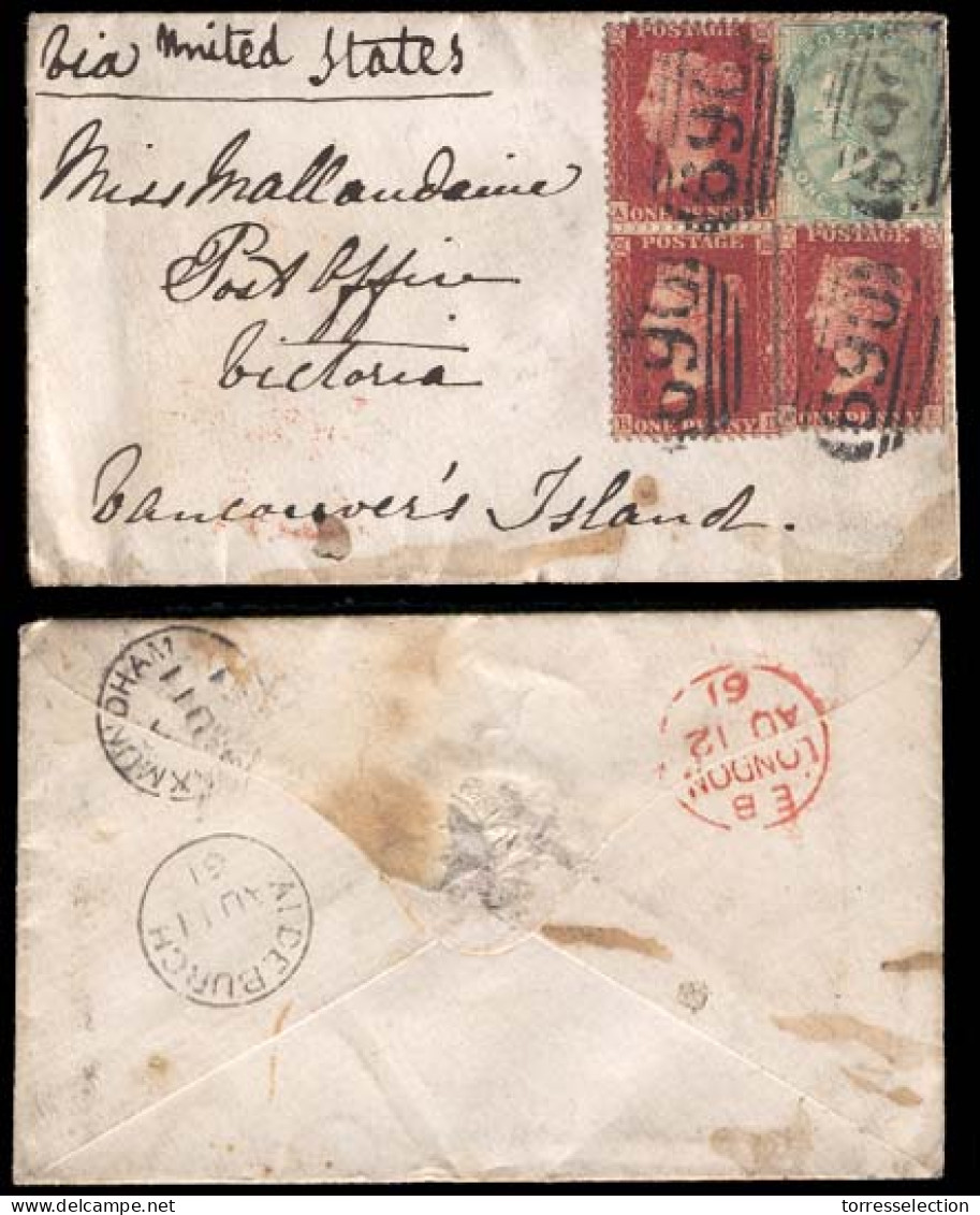 GREAT BRITAIN. 1861 (Aug 11) Alderburgh Via Daxmundham And London (Aug 12) To Victoria/Vancouver Island (West Canada). M - ...-1840 Préphilatélie