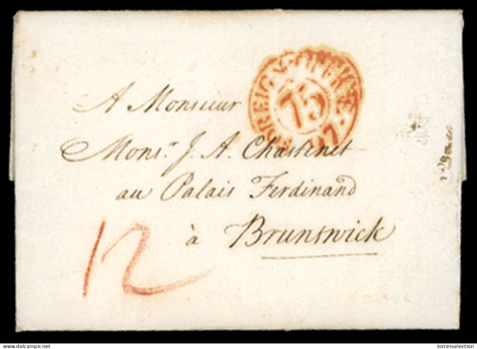 GREAT BRITAIN. 1797. Entire Letter From London To "palais Ferdinand, Brunswick" With Foreign Office Red Despatch Cds And - ...-1840 Prephilately