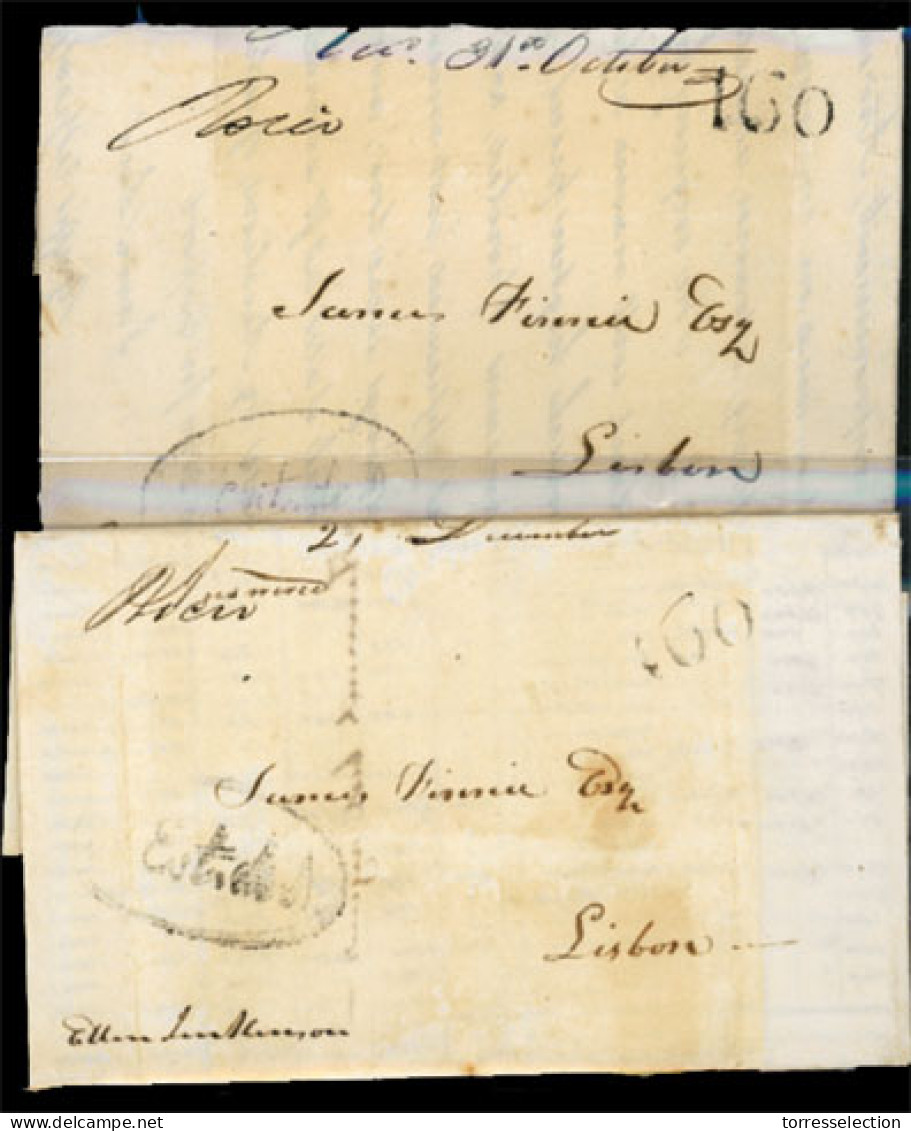 GREAT BRITAIN. 1824/25.  Liverpool To Lisbon.  E.L. With Market Prices Reports, With Oval "C(orreio) Est(rangeiro) De N( - ...-1840 Voorlopers