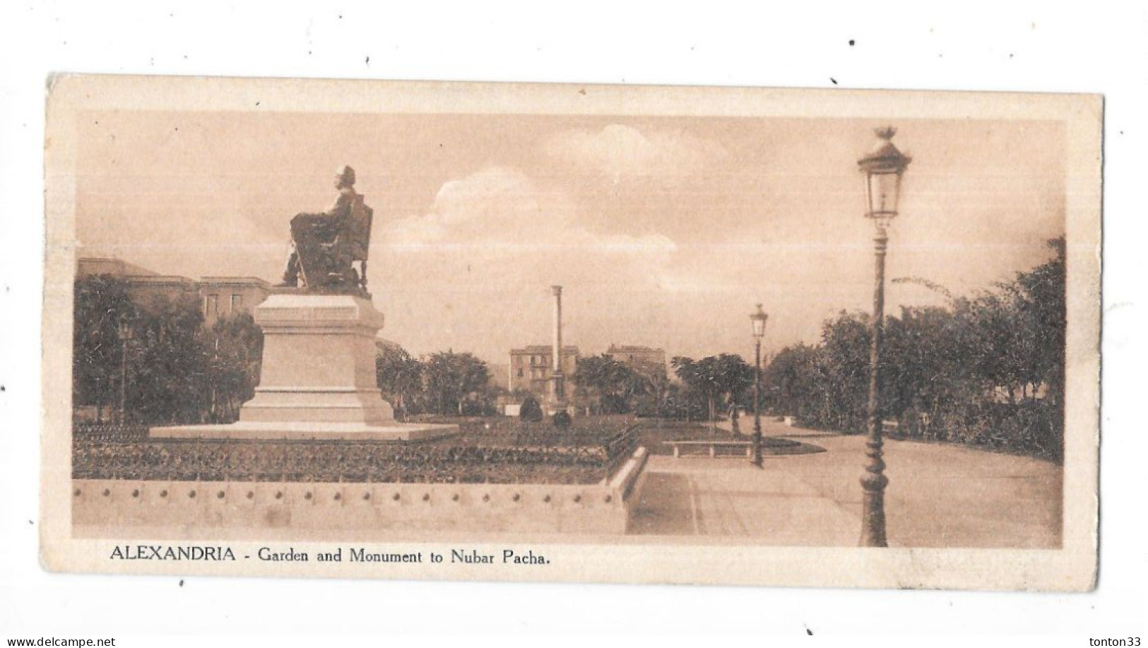 ALEXANDRIA - EGYPTE -  Garden And Monument To Nubar Pacha - Carte 14 Cm X 6.5 Cm   - TOUL 4 - - Alexandrie