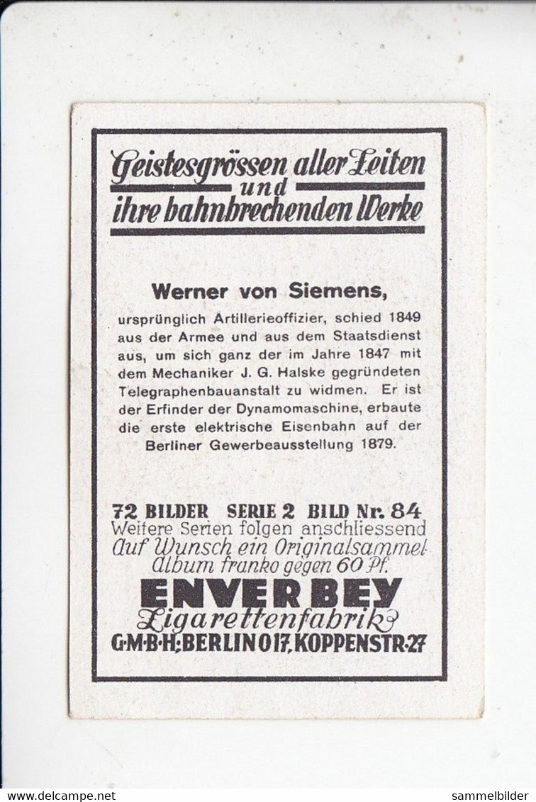 Enver Bey Geistesgrößen Aller Zeiten Werner Von Siemens Erfand Die Erste Elektrische Eisenbahn Serie 2 #84 - Other Brands