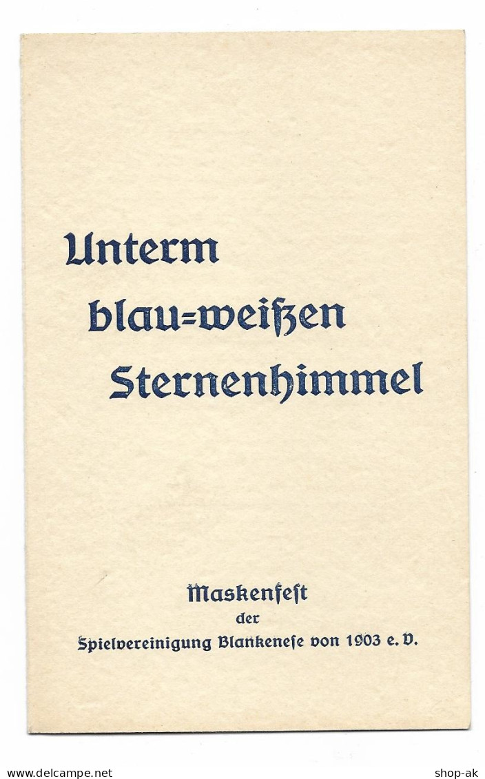 U9855/ Hamburg Maskenfest Spielvereinigung Blankenese 1934 Klappkarte  - Blankenese