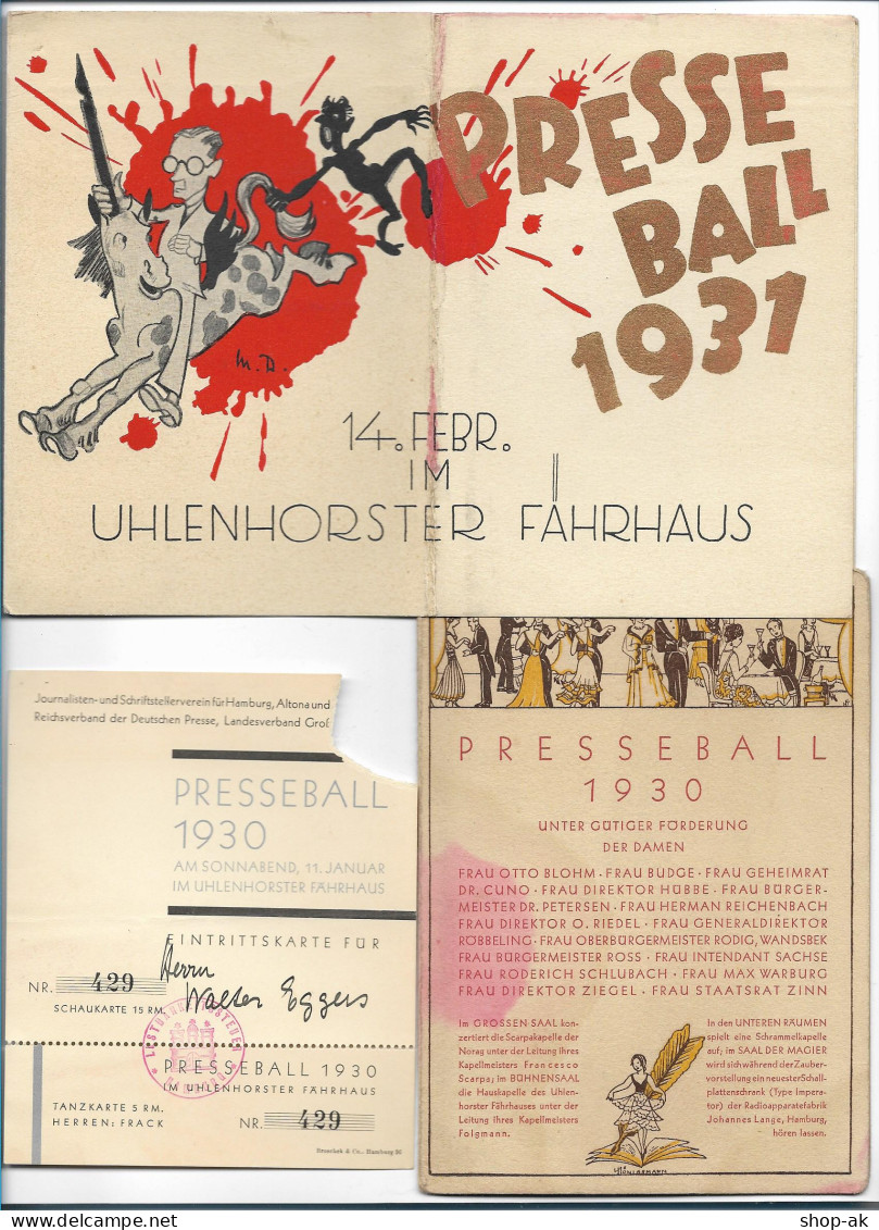 C3639/ Hamburg Uhlenhorst Presseball 1930/31/36  6 Belege  - Nord