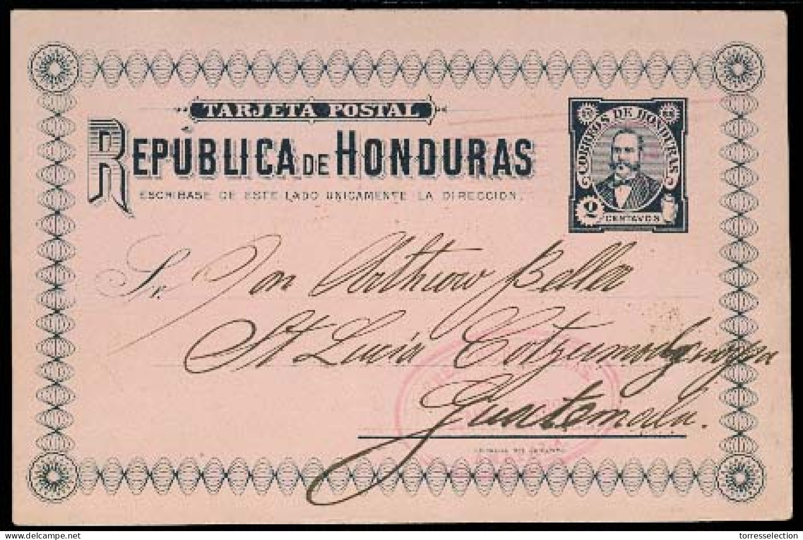 HONDURAS. 1896. Amapala - Guatemala. 2c Stat Card. Scarce Used. - Honduras
