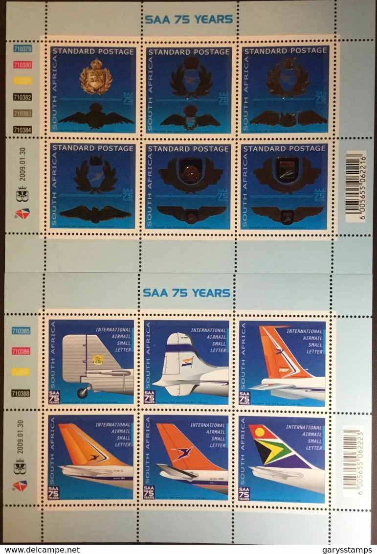 South Africa 2009 South African Airways Anniversary Sheetlet Set MNH - Nuovi