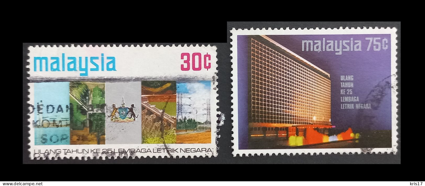 (TI)(CZ)(MAL1974-5) MALAISIE MALAYSIA Année 1974 Oblitérés Used Société D'électricité YT122-YT123 - Malaysia (1964-...)