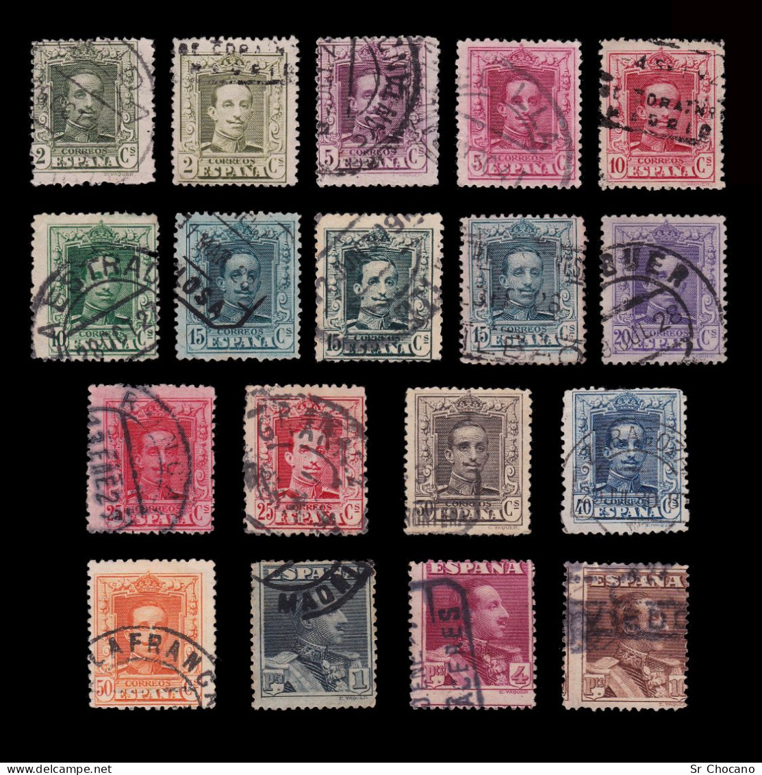 España.1922-30.Alfonso XIII.Serie Matasello Ciudades.Edifil 310-317A - Used Stamps