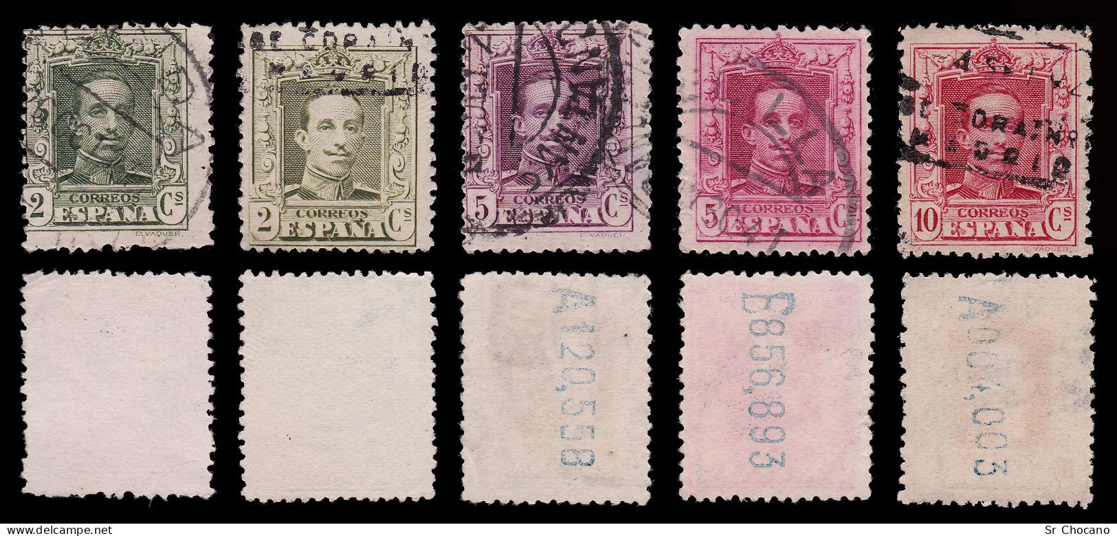 España.1922-30.Alfonso XIII.Serie Matasello Ciudades.Edifil 310-317A - Used Stamps