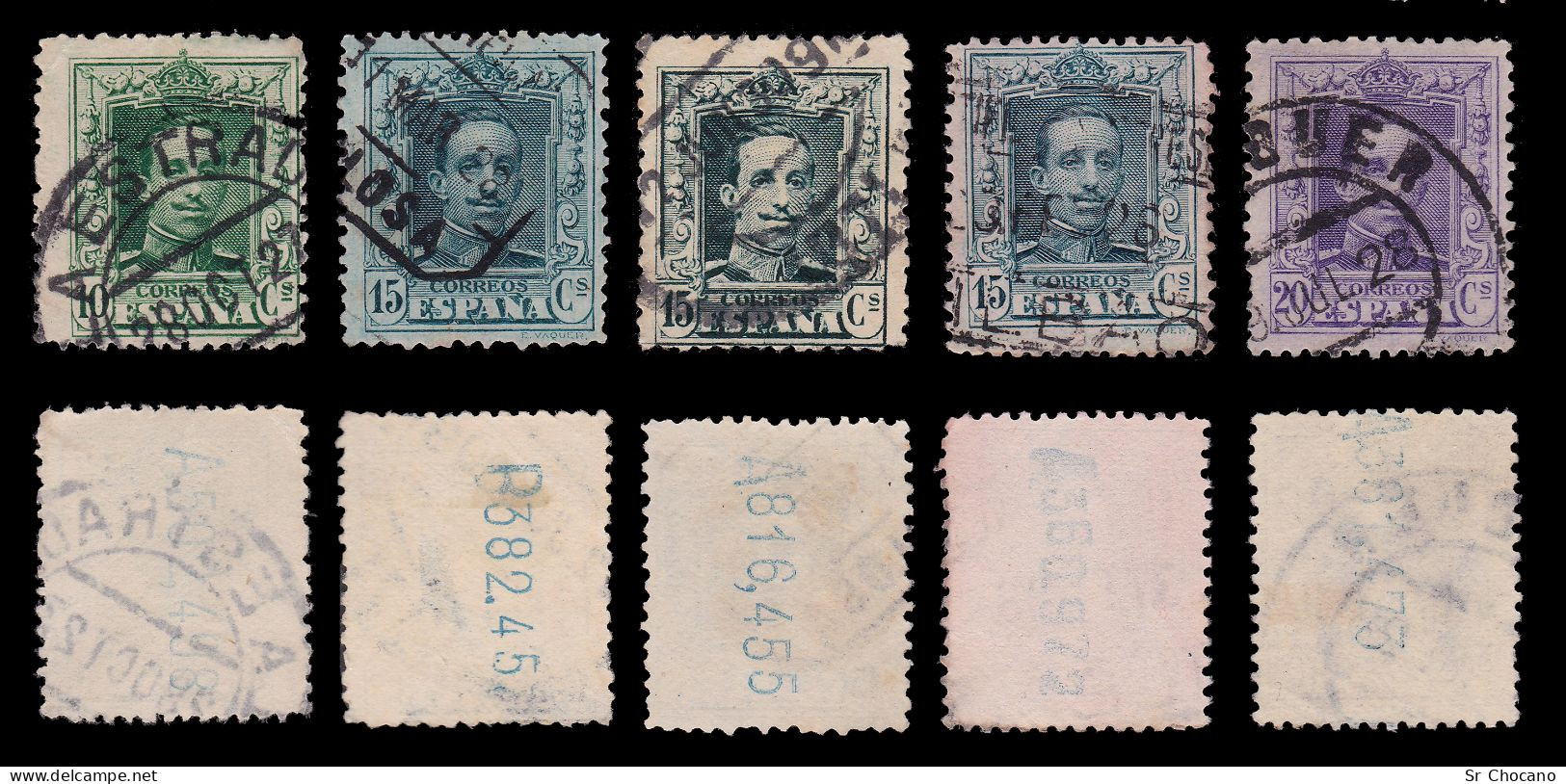 España.1922-30.Alfonso XIII.Serie Matasello Ciudades.Edifil 310-317A - Used Stamps